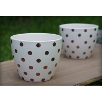 Better Homes and Gardens Gold 8 in. Dots Outdoor Ceramic Planter - set of 2   565821534